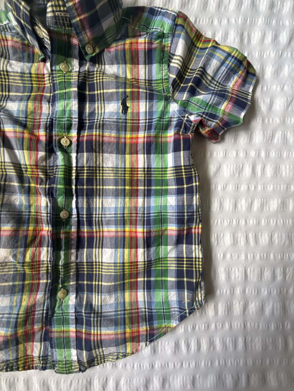 Ralph Lauren Boys Plaid Button-Down Short Sleeve Shirt Size 3T - Picture 3 of 5